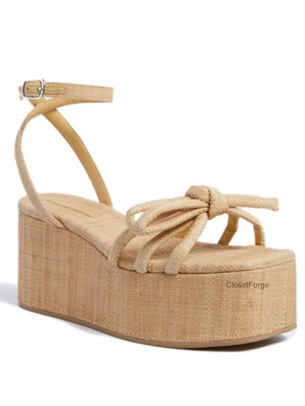 Raffia Platform Sandals Women Espadrille Wedge Slingback Summer Beach